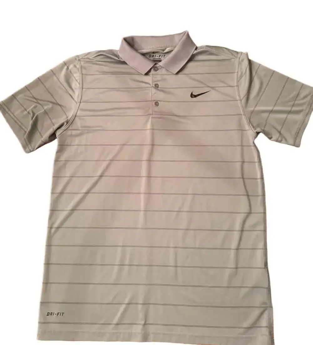 Nike Dri-FIT Striped Golf Polo Shirt Light Grey h1247